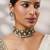 Two tone Plated kundan green stones choker necklace set