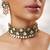 Two tone Plated kundan green stones choker necklace set