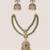 Two tone Plated kundan green stones necklace set