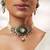 Two tone Plated kundan green stones choker necklace set