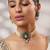 Two tone Plated kundan green stone choker necklace set