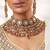 Two tone Plated kundan red stones necklace set