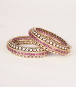 Two tone Plated kundan pink stone bangle