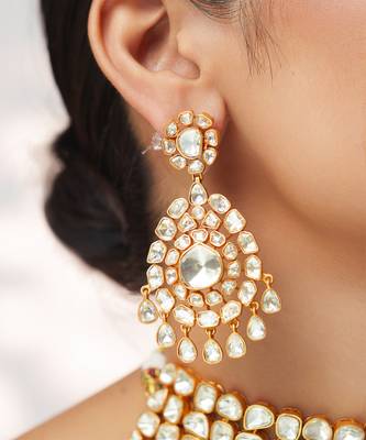 Gold plated kundan choker necklace set 4
