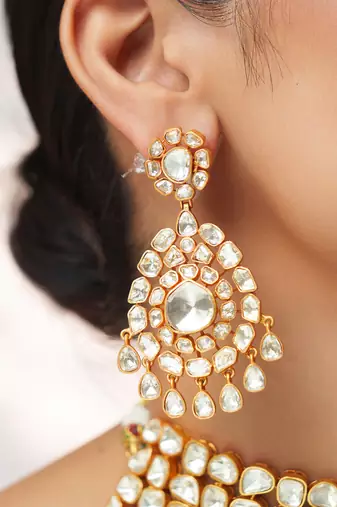 Gold plated kundan choker necklace set