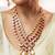 Gold plated kundan pink stones layered necklace set