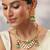 Gold plated kundan green stones necklace set