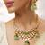 Gold plated kundan green stones necklace set