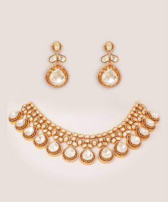 Gold plated kundan necklace set 1