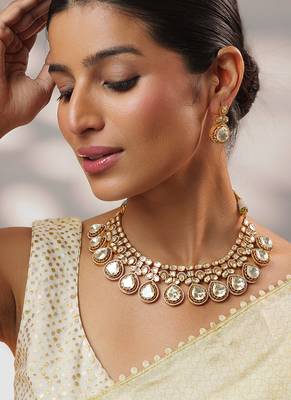 Gold plated kundan necklace set 2