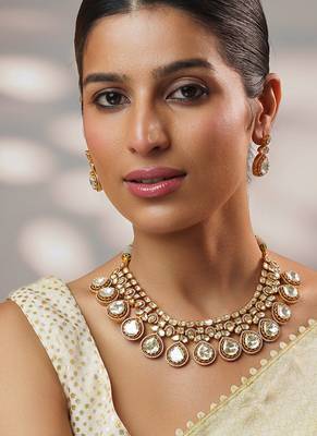 Gold plated kundan necklace set 3