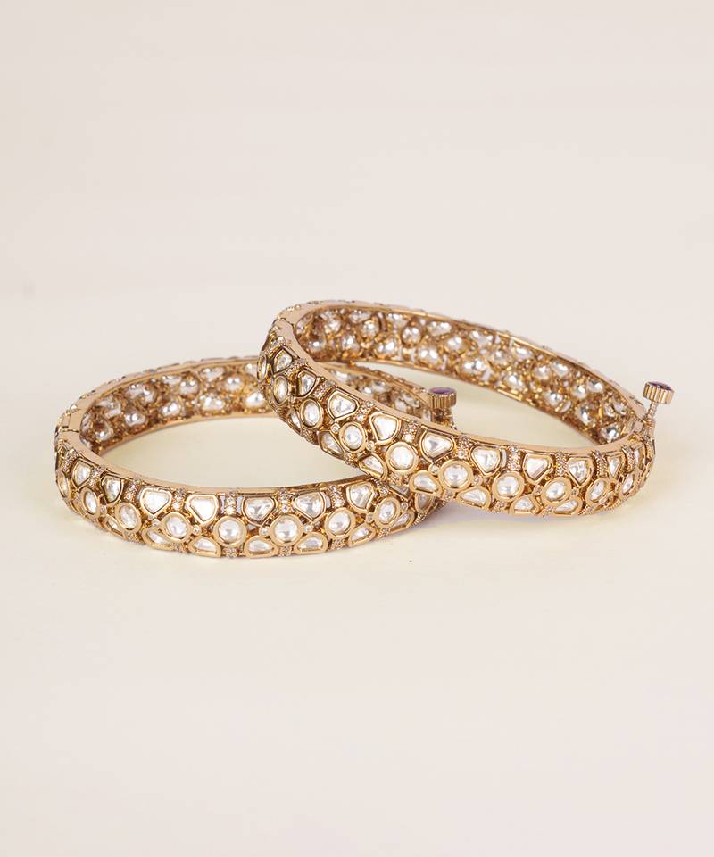 Two tone Plated kundan bangle