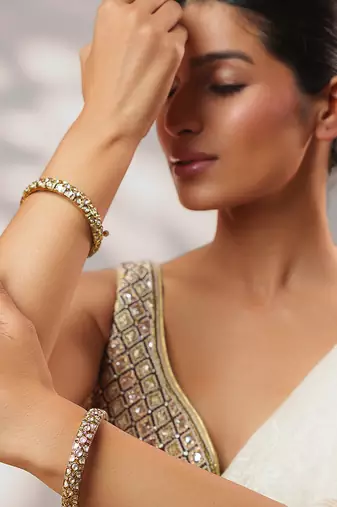 Two tone Plated kundan bangle