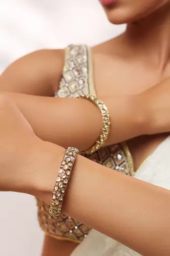 Two tone Plated kundan bangle