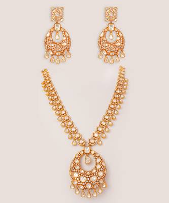 Gold plated kundan necklace set 1