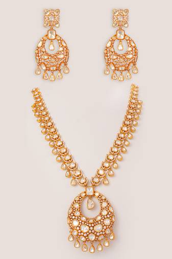 Gold plated kundan necklace set
