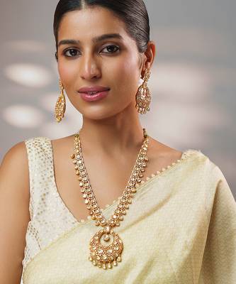 Gold plated kundan necklace set 2