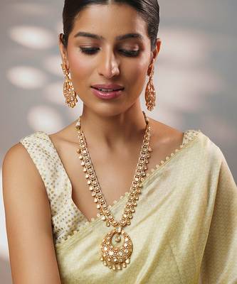 Gold plated kundan necklace set 3