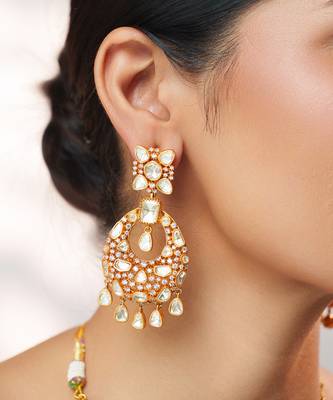 Gold plated kundan necklace set 5