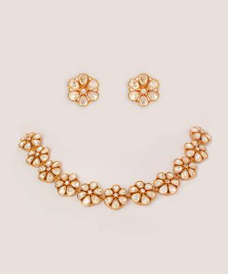 Gold plated kundan necklace set 1