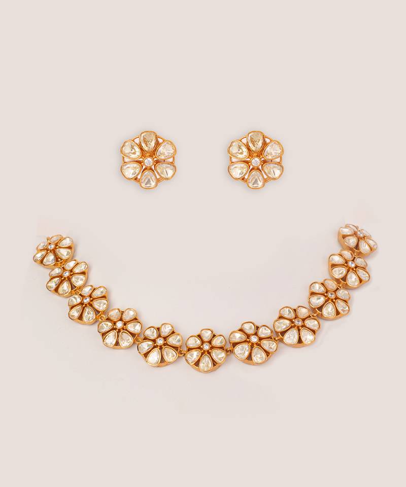 Gold plated kundan necklace set