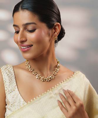Gold plated kundan necklace set 2
