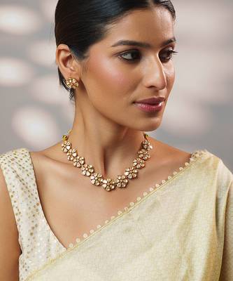 Gold plated kundan necklace set 3