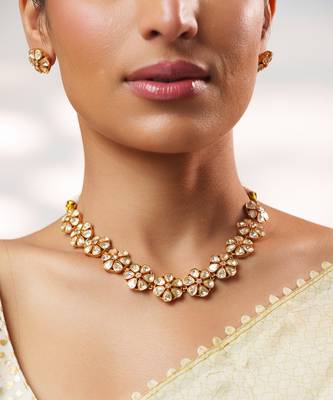 Gold plated kundan necklace set 4