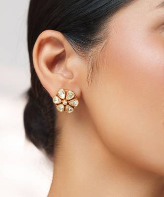Gold plated kundan necklace set 5