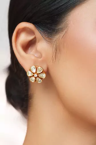 Gold plated kundan necklace set