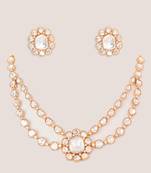 Gold plated kundan layered necklace set