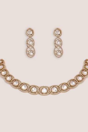 Two tone Plated kundan necklace set