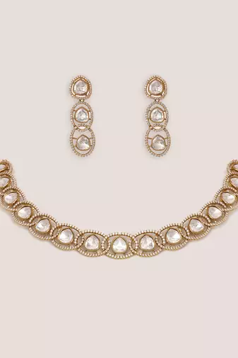 Two tone Plated kundan necklace set