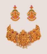 Gold plated temple choker necklace set