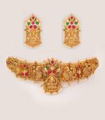 Gold plated temple choker necklace set