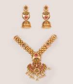 Gold plated kundan Temple necklace set