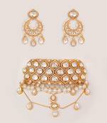 Gold plated kundan choker necklace set