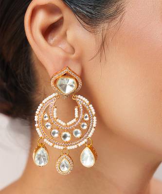 Gold plated kundan choker necklace set 5