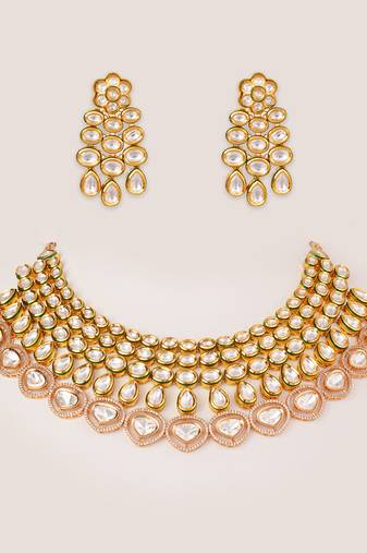 Gold plated kundan necklace set