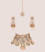 Gold plated kundan necklace set