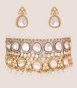 Gold plated kundan choker necklace set