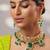 Gold plated kundan green stones necklace set