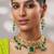 Gold plated kundan green stones necklace set