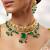 Gold plated kundan green stones necklace set