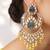 Gold plated kundan blue stones danglers earrings