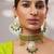 Gold plated kundan green stones choker necklace set
