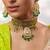 Gold plated kundan green stones choker necklace set