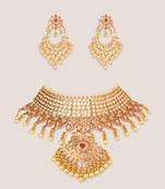 Gold plated kundan necklace set