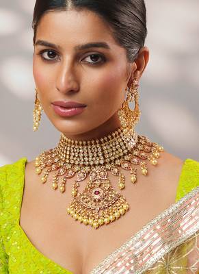 Gold plated kundan necklace set 2