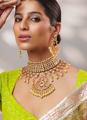 Gold plated kundan necklace set 3